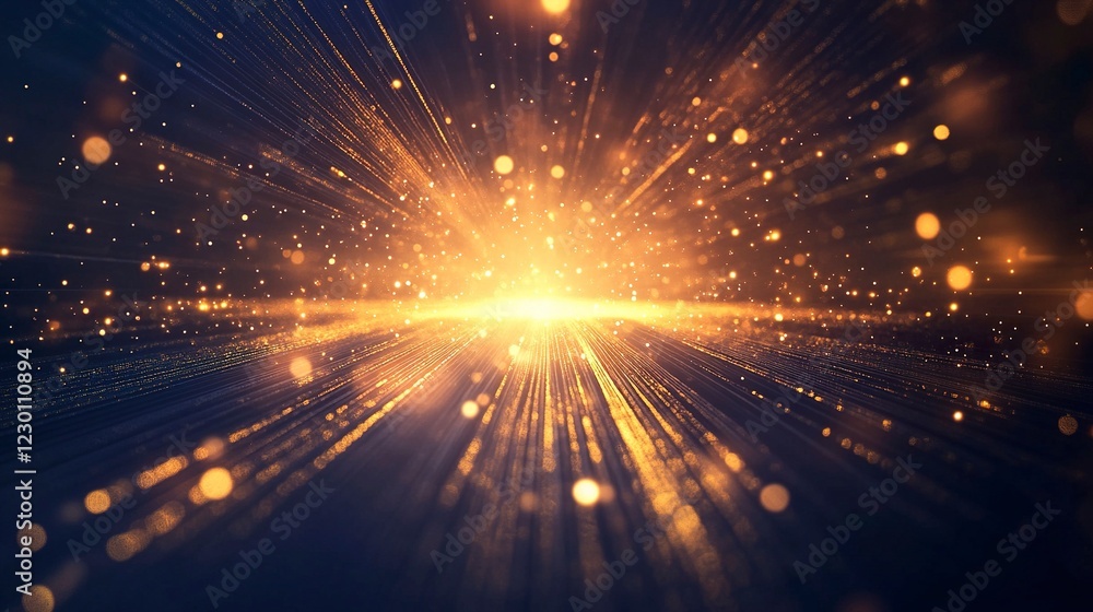 Aufkleber abstract light effect, glowing golden lines with motion blur and sparkles on a transparent backgroun