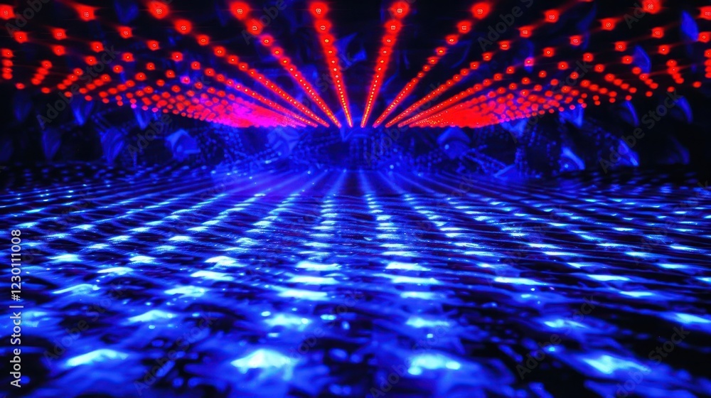 Aufkleber vibrant abstract light display with red and blue patterns creating a mesmerizing tunnel effect