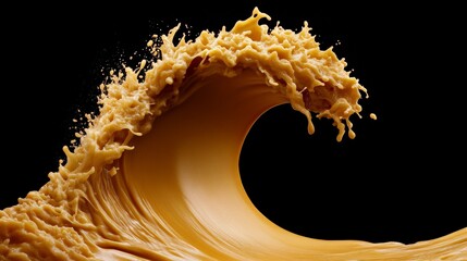 Golden Wave Abstract: A mesmerizing abstract image of a golden wave crashing against a black background. The wave is captured in exquisite detail, highlighting its texture and form.