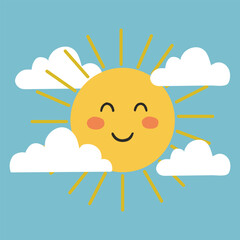 Sun and clouds vector design .