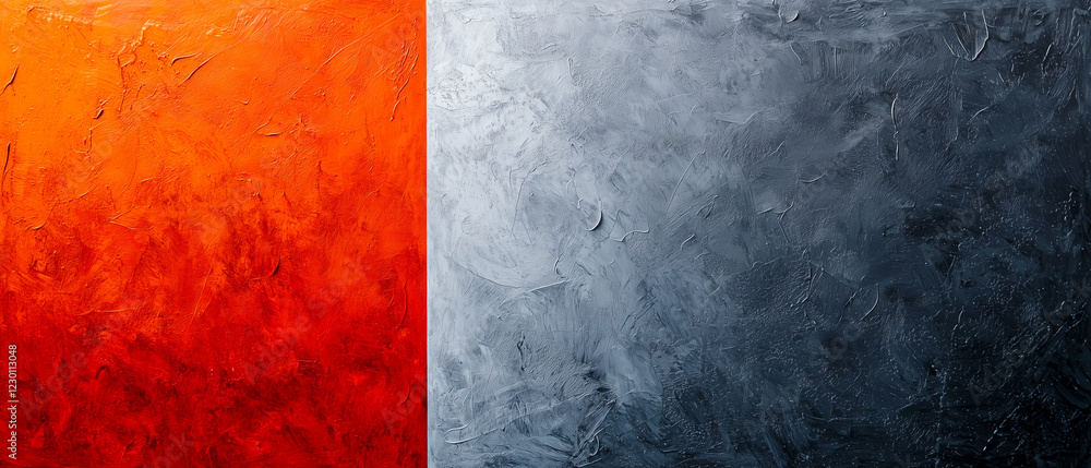 Poster Abstract minimalist artwork with bold red and gray textured sections, emphasizing contrast and negative space