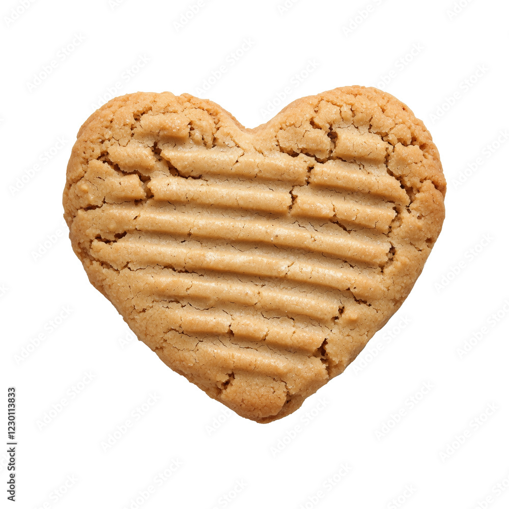 Poster Heart shaped peanut butter cookie with textured surface, isolated on transparency background