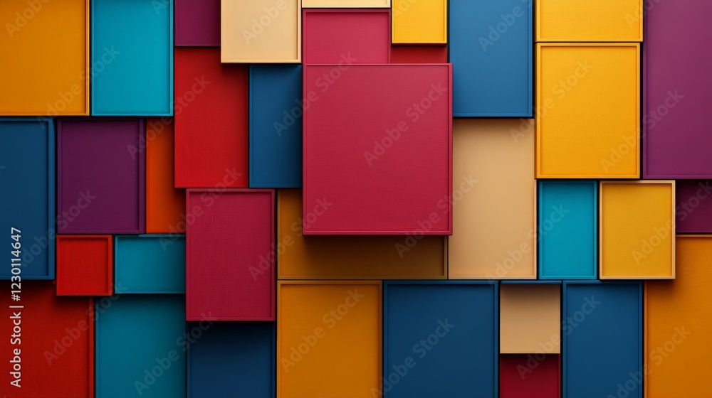 Poster abstract geometric shapes: a vibrant and dynamic composition of overlapping geometric shapes in vari