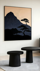 Mountain landscape art print, modern living room