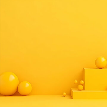 Yellow spheres on steps, background