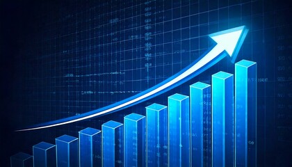 資産形成の成長をイメージする青い右肩上がりの伸びのグラフ図