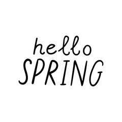 Fototapeta premium Vector Lettering Isolated on White Background - Hello Spring