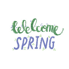 Vector Colorful Lettering Isolated on White Background - Welcome Spring