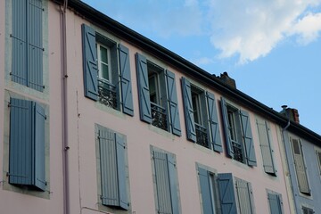 Naklejka premium Rustic Facades with Various Windows in French village
