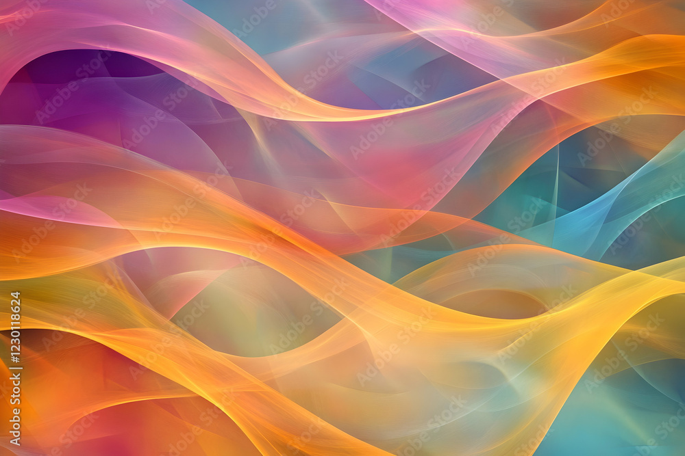 Aufkleber colorful abstract background with wavy shapes, a colorful background with wavering and curved lines.