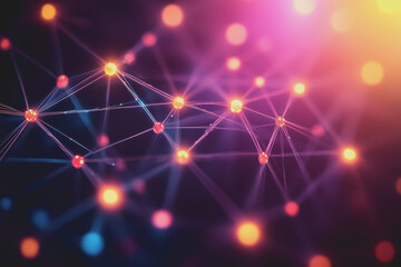 A beautiful Abstract digital technology background with colorful network connection lines.