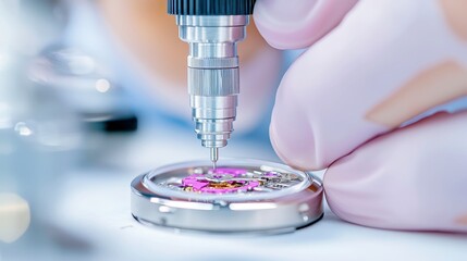 Watchmaker Skillfully Restoring Luxury Timepiece, expert hands delicately adjusting intricate mechanisms, showcasing craftsmanship and dedication to horological excellence.