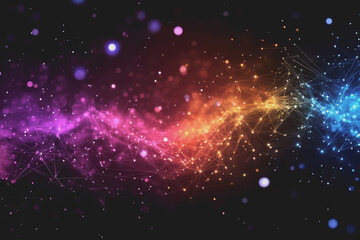 Fototapeta premium A beautiful Abstract digital technology background with colorful network connection lines.