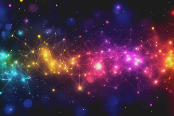 Fototapeta premium A beautiful Abstract digital technology background with colorful network connection lines.