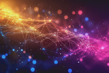 Fototapeta premium A beautiful Abstract digital technology background with colorful network connection lines.