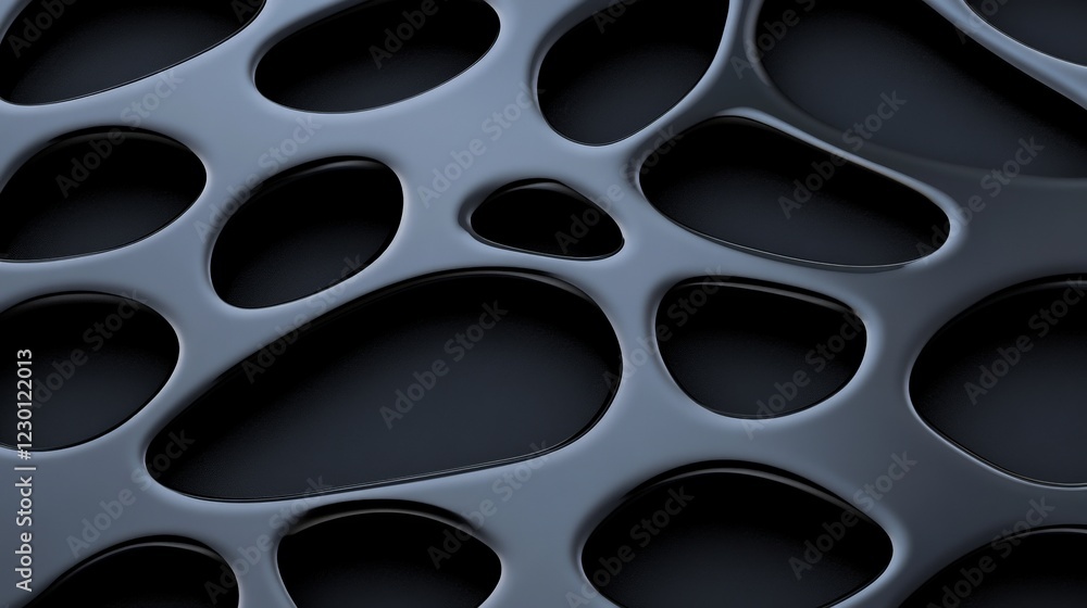 Poster abstract dark grey cellular structure: an intricate and textured black and gray background of organi
