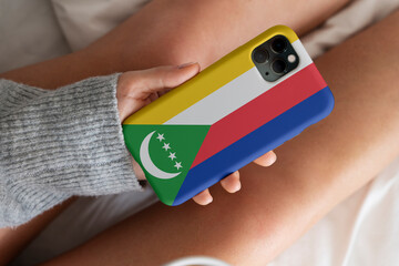 3D Rendering - A phone case with the flag of  Comoros