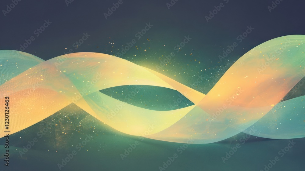 Aufkleber abstract colorful wave patterns with soft gradients and glowing particles in a dark background