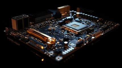 Fototapeta premium High-fidelity motherboard imaging exploring dark lab visuals with gigapixel quality