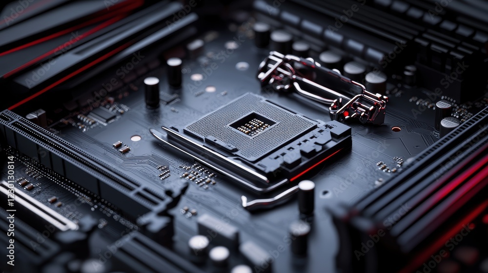 Poster macro view of high-fidelity motherboard highlighting afdd technology in digital workspace