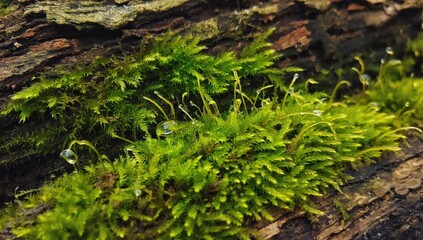 Lush green moss texture covering an organic surface, rich natural details, high-resolution