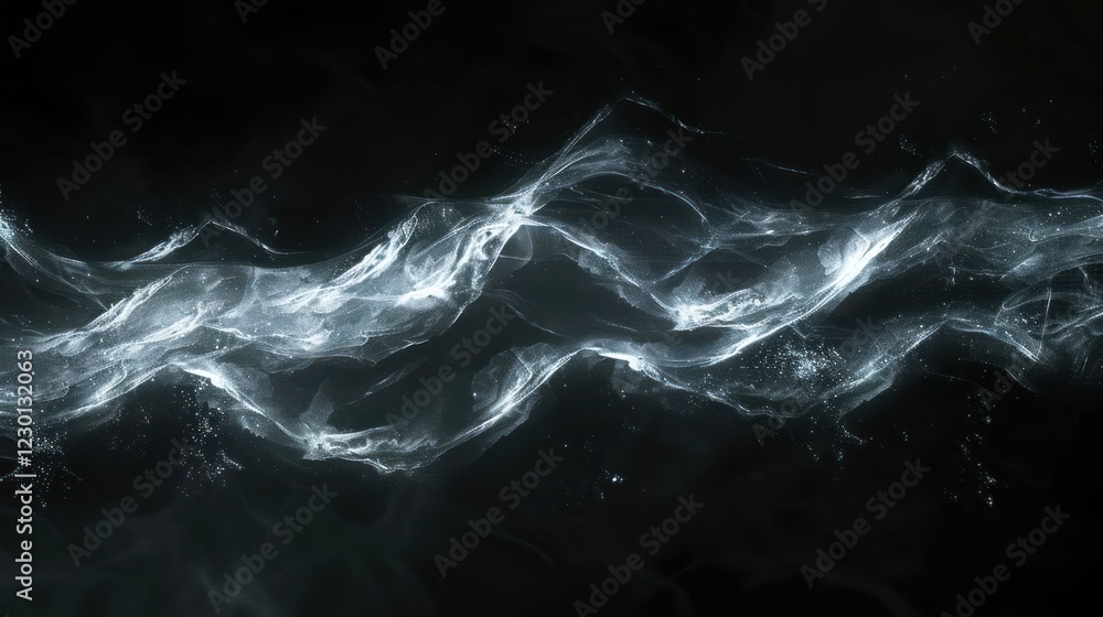 Poster ethereal wisps of light dance across a dark background, creating a mesmerizing visual effect
