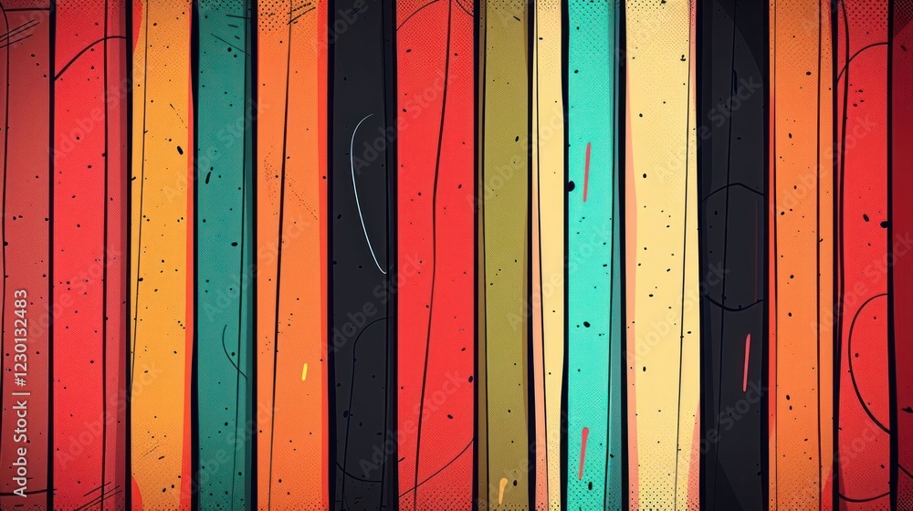 Poster colorful vertical stripes of varying widths create a vibrant abstract background for design