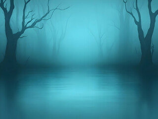 Obraz premium Misty swamp, spooky trees, Halloween background