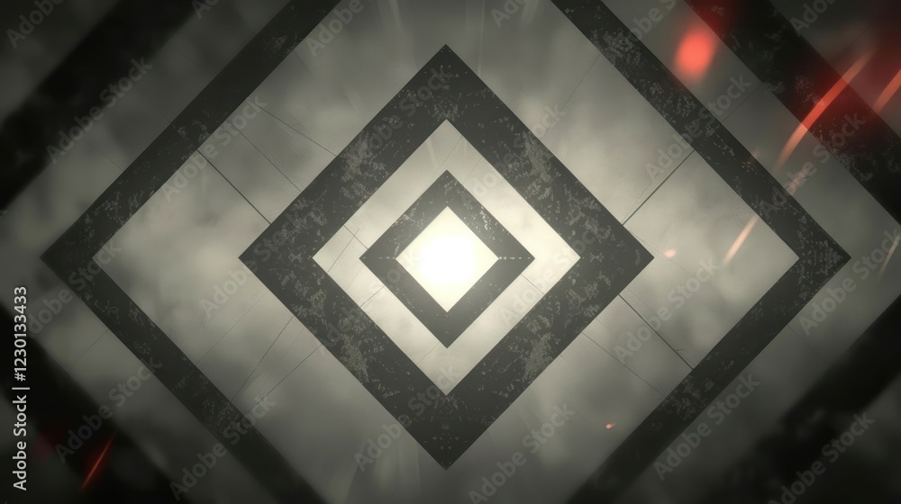 Aufkleber abstract geometric design featuring concentric diamonds with a bright center, creating a surreal atm
