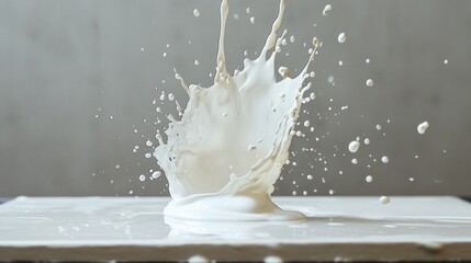 Dynamic Milk Splash: Creamy White Liquid Explosion
