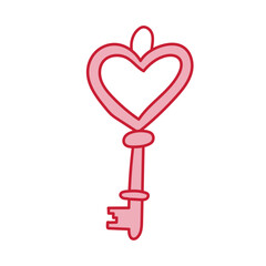 Heart-shaped key design in vibrant red color representing love and emotions, ideal for decorative purposes or themed events