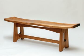 Fototapeta premium Handcrafted wooden bench is standing on a white background