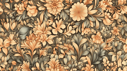 Elegant Vintage Floral Pattern - Hand-Drawn Botanical Art