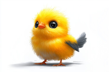 Cute fluffy yellow chick with big eyes for Easter celebration