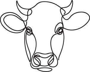 Detailed Line Drawing of Cow Head – Vector Art
