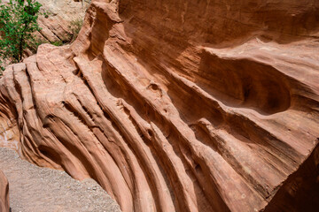 Eroded by water and wind cliffs in the canyon, Little Wild Horse Canyon, San Rafael Swell, Utah