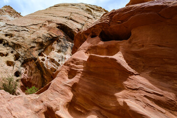 Eroded by water and wind cliffs in the canyon, Little Wild Horse Canyon, San Rafael Swell, Utah
