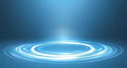 Obraz premium Blue background with glowing neon light rings and a circle in the center. Abstract wallpaper design vector illustration. Vector Illustration, Isolated on a pastel background, 