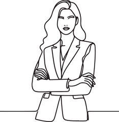 Vector Art of Confident Woman with Arms Crossed in Business Wear