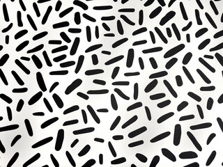 Random long ellipse or oval in black color, scattered on a white background. Suitable for fabric, wall paper, or wall covering, Silhouette black and white. Seamless background texture