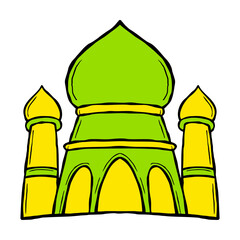 Hand-drawn Mosque with Domes