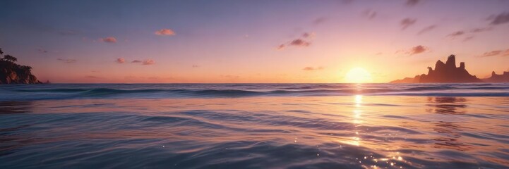 Obraz premium Shimmering oceanic atmosphere with soft focus, shimmering ocean, water scenery