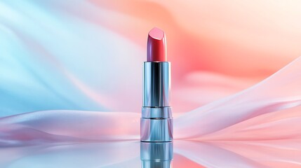 Pink lipstick on satin, beauty product for makeup ads