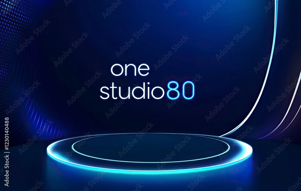 Poster blue gradient background with glowing light effects and space for text 