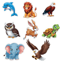 Naklejka premium animals cartoon Sticker and Free Illustration
