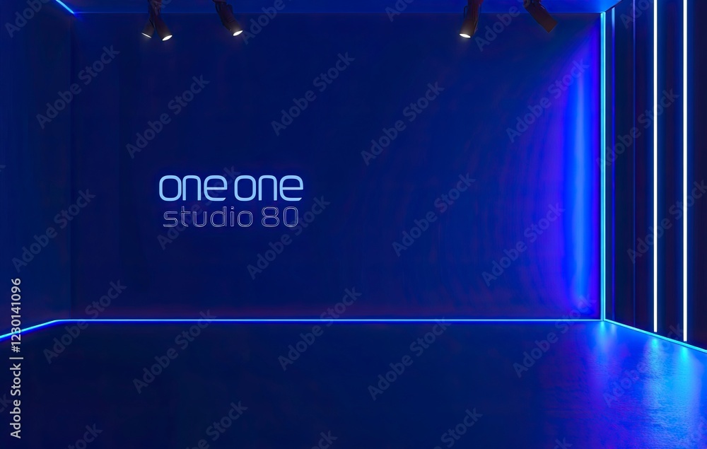 Poster blue gradient background with glowing light effects and space for text 