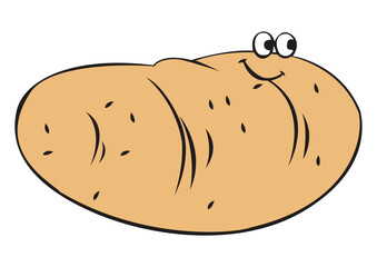 Potato with a face cartoon vector illustration