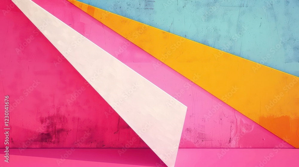 Poster vibrant geometric shapes in bold colors create a striking abstract background for creative use