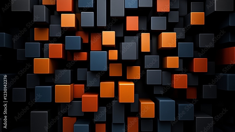 Poster abstract geometric cubes: a mesmerizing abstract composition of geometric shapes, featuring a multit