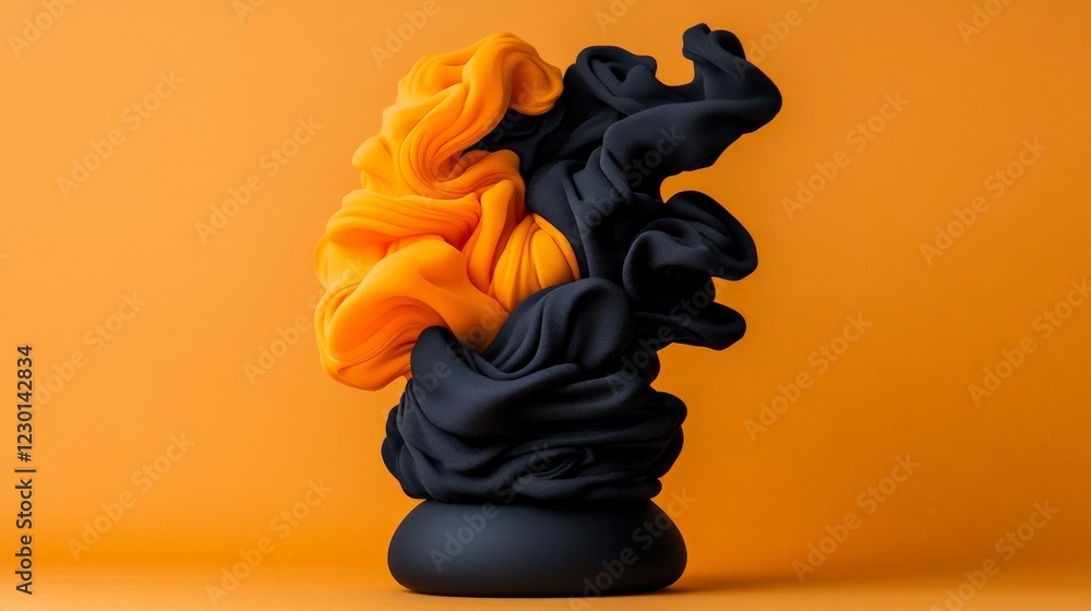 Poster abstract black and orange swirl: a dramatic abstract image featuring a swirling form of black and or